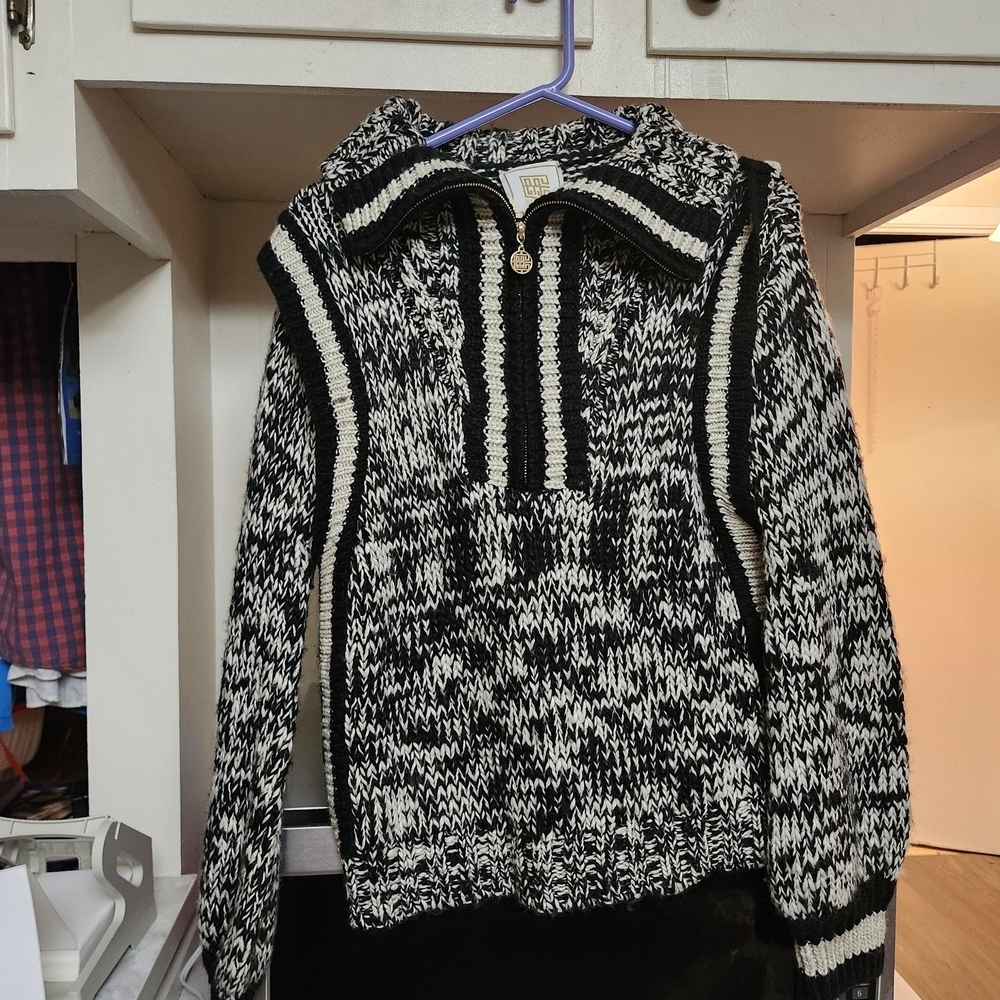 Chic Black and White Women's Turtleneck Sweater